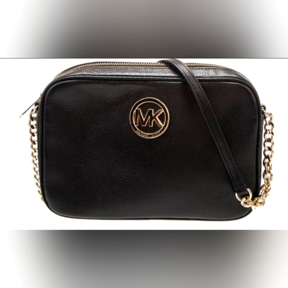 Michael Kors Handbags - Michael Kors Black Crossbody Bag with Gold Medallion